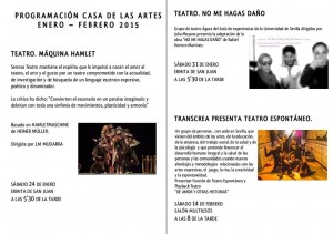 Programación Casa Artes enero-febrero 2015